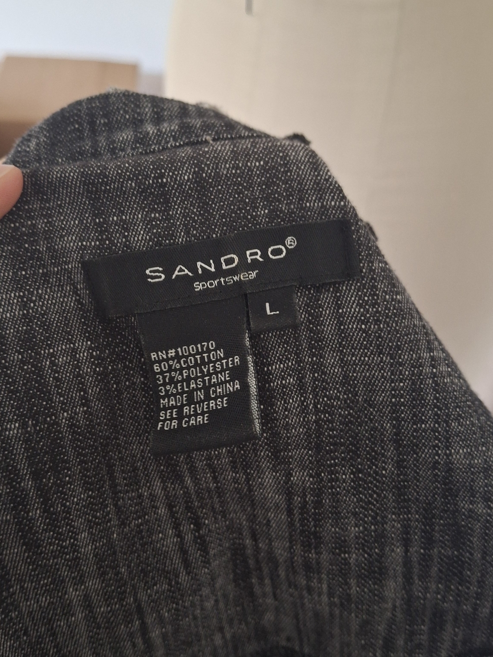 Sandro Gray Ruffle-Trim Button Jacket Large - Picture 5 of 6